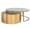 coffee table-2-in-1-round-modern-glass-top-metal table