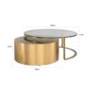 coffee table-2-in-1-round-modern-glass-top-metal table