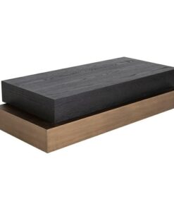 Cambon rectangular coffee table, wooden, black top, modern