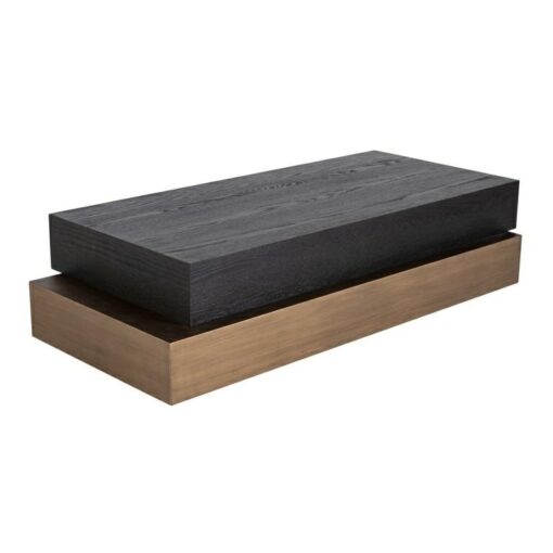 Cambon rectangular coffee table, wooden, black top, modern