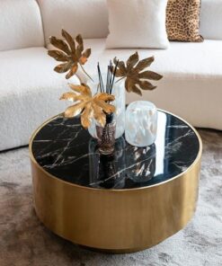 coffee table-modern-modern-round-gold-black-marble-top