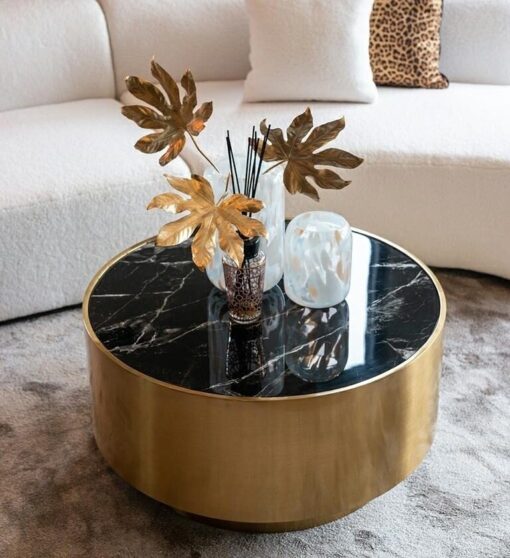 coffee table-modern-modern-round-gold-black-marble-top