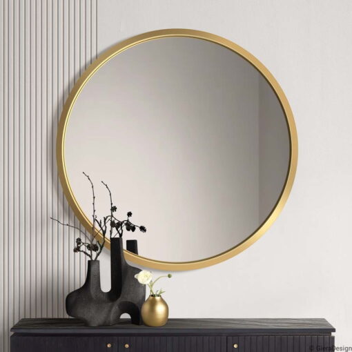 Mirror-circle-in-golden-frame-Scandi-modern