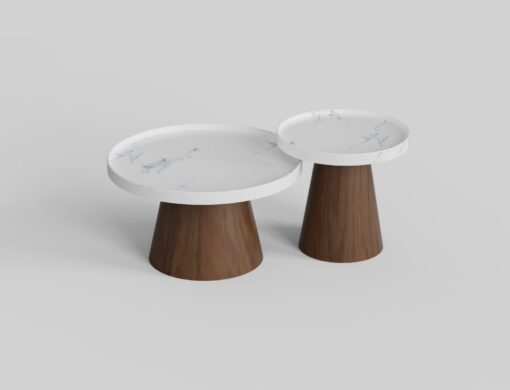 may-set-1-set-of-coffee-tables-2-in-1-circle-tops-marble-white-wood-bases-modern