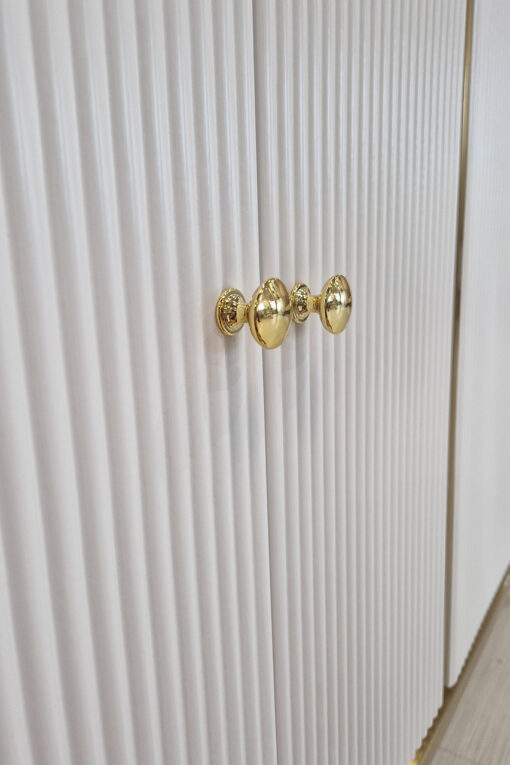 COSHH white, fluted front, stone sintered top, gold elements, exclusive