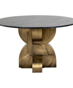 RICHMOND-dining-table-MADDOX-130-cm-round- black-marble-top-gold-geometric-base-modern