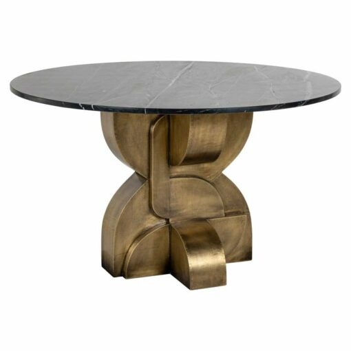 RICHMOND-dining-table-MADDOX-130-cm-round- black-marble-top-gold-geometric-base-modern