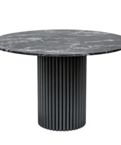 Dining-room-table-round-black-marble-top-fluted-base-beautiful-exclusive