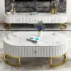 CARD TABLE-white-with-golden-elements-synthetic-marble-glamour-style