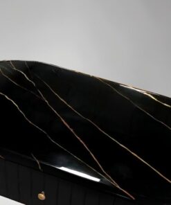 CARD TABLE-Black-with-golden-elements-synthetic-marble-glamour-style