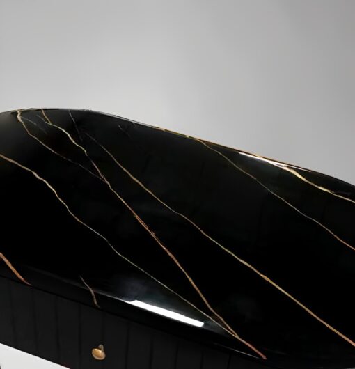 CARD TABLE-Black-with-golden-elements-synthetic-marble-glamour-style