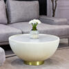 Coffee TABLE in the shape of a hemisphere, vertical white pleats, gold details, exclusive