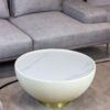 Coffee TABLE in the shape of a hemisphere, vertical white pleats, gold details, beautiful