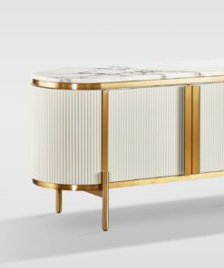 Stilig-ST382C- cabinet-rtv-white-ecru-fluted-fronts-golden-elements- made of stainless-steel-spory-countertop- made of stone-sandstone-modern-glamour