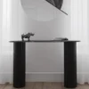 else-console-with-dark-top-on-fluted-legs-modern-black