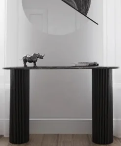 else-console-with-dark-top-on-fluted-legs-modern-black