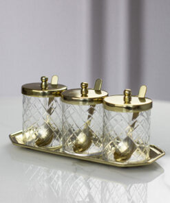 KIT-3-CUICERIES-On-Gold-Trace-quilted-pattern-on-glass-gold-ice