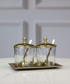 set-of-two-candy-dishes-on-a-tray-with-ice-bowls-and-covers-gold-glass-metal