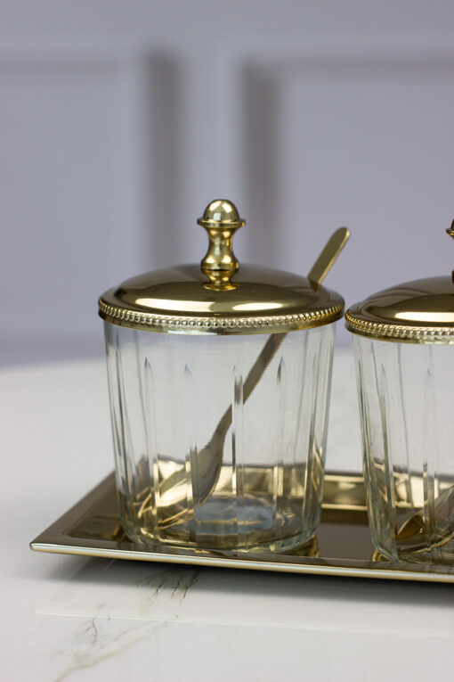 set-of-two-candy-dishes-on-a-tray-with-ice-bowls-and-covers-gold-glass-metal