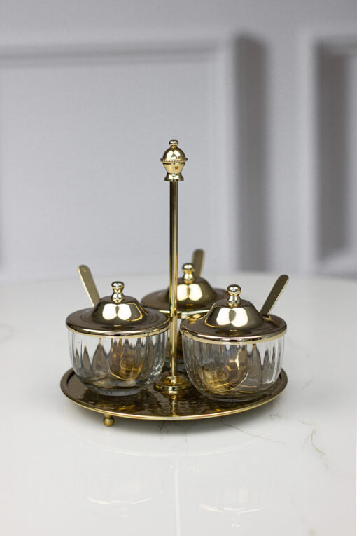 set-of-three-cupcake-cupcake-glass-glass-lids-gold-circle-tray-classic-styling-elegant