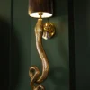 KINKIT with black lampshade, snake-shaped gold base, exotic glamour style, beautiful