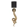 KINKIT with black lampshade, snake-shaped gold base, exotic glamour style, wall-mounted