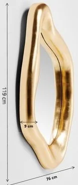 WALL MIRROR of irregular shape, gold frame, glamour style, dimensions