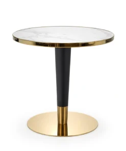 Coffee TABLE on black and gold base, white ceramic top, glamour style