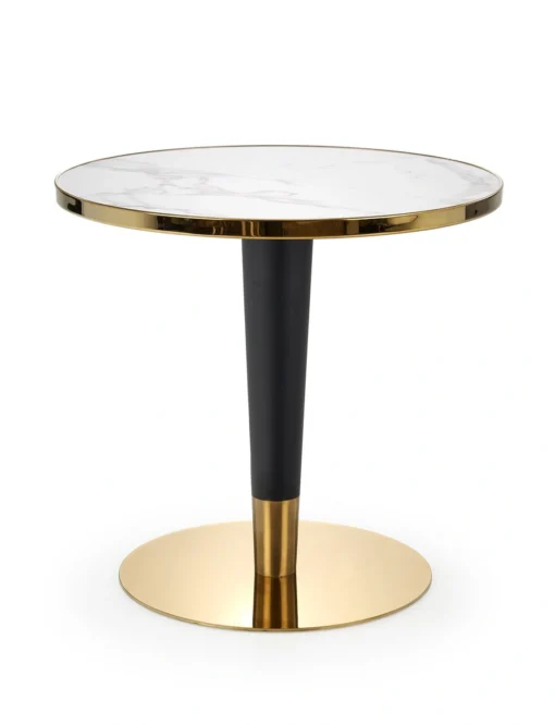 Coffee TABLE on black and gold base, white ceramic top, glamour style