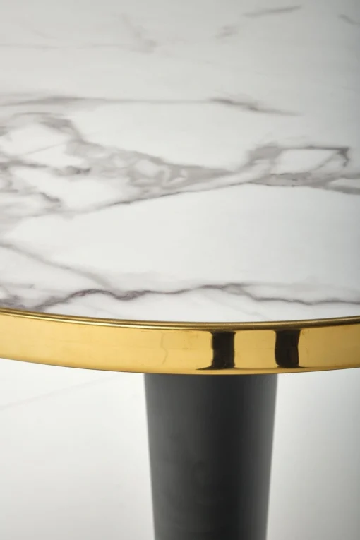 Coffee TABLE on black and gold base, white ceramic top, glamour style, exclusive