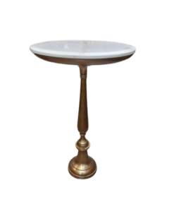 HELP TABLE round, white top, gold metal base, glamour style