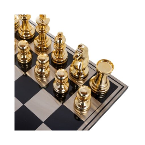 Chess pieces in elegant style, gold and black pawns, decorative-3