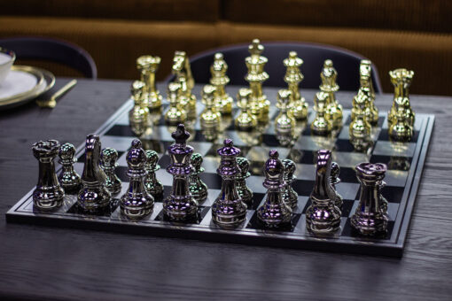 Chess in an elegant style, gold and black pawns, decorative