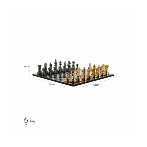 Chess pieces in elegant style, gold and black pawns, decorative, dimensions