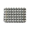 DECORATIVE TACA, rectangular in resin, geometric pattern, gold handles, for snacks