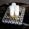DECORATIVE TACA, rectangular in resin, geometric pattern, gold handles, beautiful