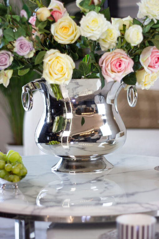 COOLER metal, with handles, silver color, high gloss finish, beautiful