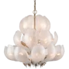 Cannes pendant lamp, brass frame, leaf-shaped glass shade, modern classic, large, unique