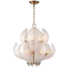 Cannes pendant lamp, brass frame, leaf-shaped glass shade, modern classic, medium, beautiful