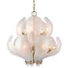 Cannes pendant lamp, brass frame, leaf-shaped glass shade, modern classic, medium, unique