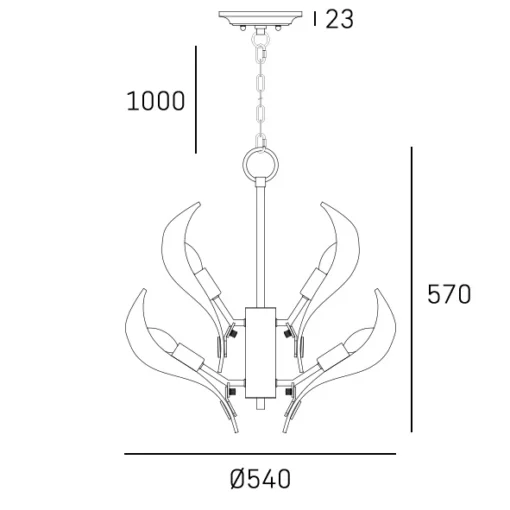 Cannes pendant lamp, brass frame, leaf-shaped glass shade, modern classic, medium, dimensions