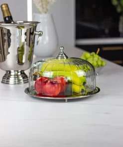 PATER with glass cover, silver tray and handle, classic style, beautiful