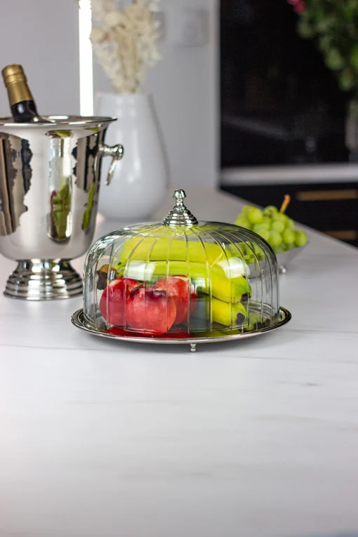 PATER with glass cover, silver tray and handle, classic style, beautiful