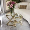 2-in-1 COFFEE TABLE SET, gold metal frame, transparent glass top