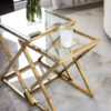 COFFEE TABLE SET 2-in-1, gold metal frame, transparent glass top, exclusive