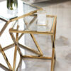 2-in-1 COFFEE TABLE SET, gold metal frame, transparent glass top, sophisticated