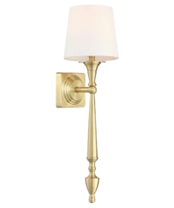 Austin brass wall lamp with white lampshade, elegant, classic style