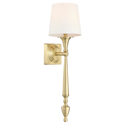 Austin brass wall lamp with white lampshade, elegant, classic style