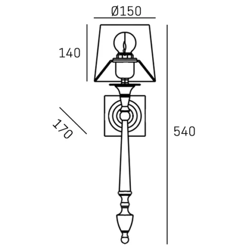 KINKIT Austin brass with white lampshade, elegant, classic style, dimensions