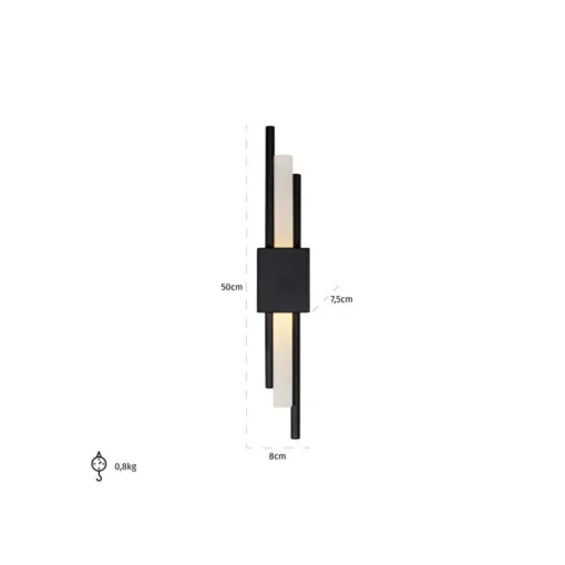 LED KINKETT black and white, metal construction, modern design, dimensions